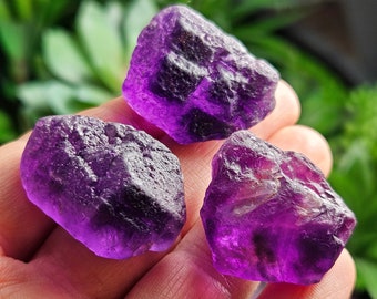 Spécimen de cristal de fluorite violet brut : cristal de l'Himalaya zoné par couleur