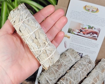 White Sage Stick / 4" Smudge Stick / Sage Bundle / White Sage Smudge Stick / White Sage Incense / White Sage Smudge / White Sage Bulk / Sage