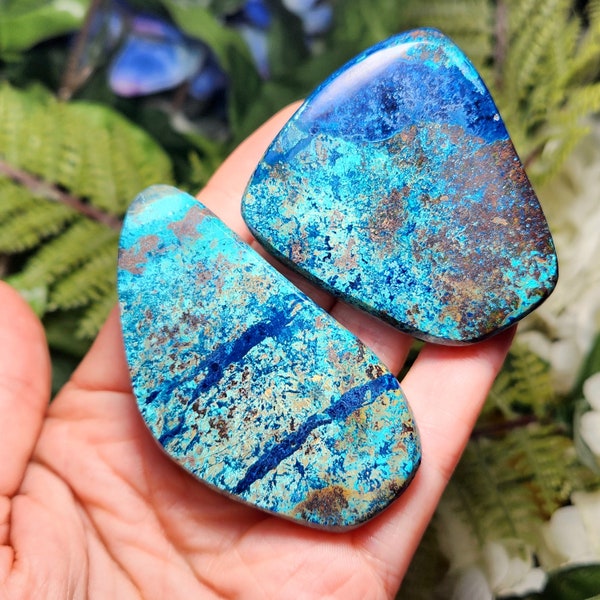 Chrysocolle azurite / Cristal d'azurite / Spécimen d'azurite / Plaque d'azurite / Azurite polie / Pierre de chrysocolle / Dalle de chrysocolle / Azurite