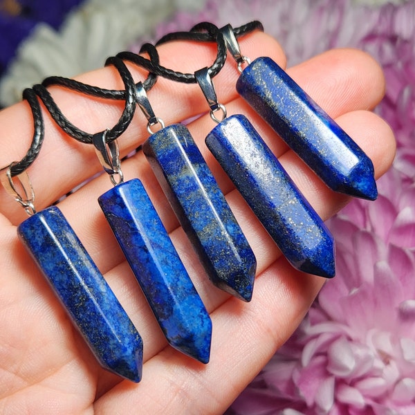 Lapis Lazuli Crystal Pendant / Crystal Necklace / Gemstone Jewelry / Terminated Crystal / Polished Crystal Jewelry / Gemstone Necklace