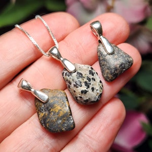 Willemite & Franklinite Sterling Silver Pendant: UV Reactive Crystal Jewelry