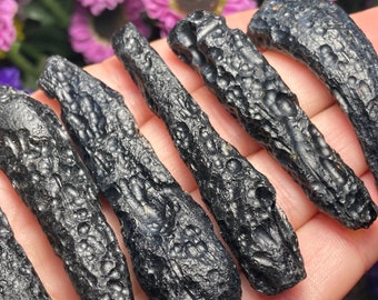 Black Tektite, Angel Chiming Specimen: Raw Indochinite, Vietnam Tektite