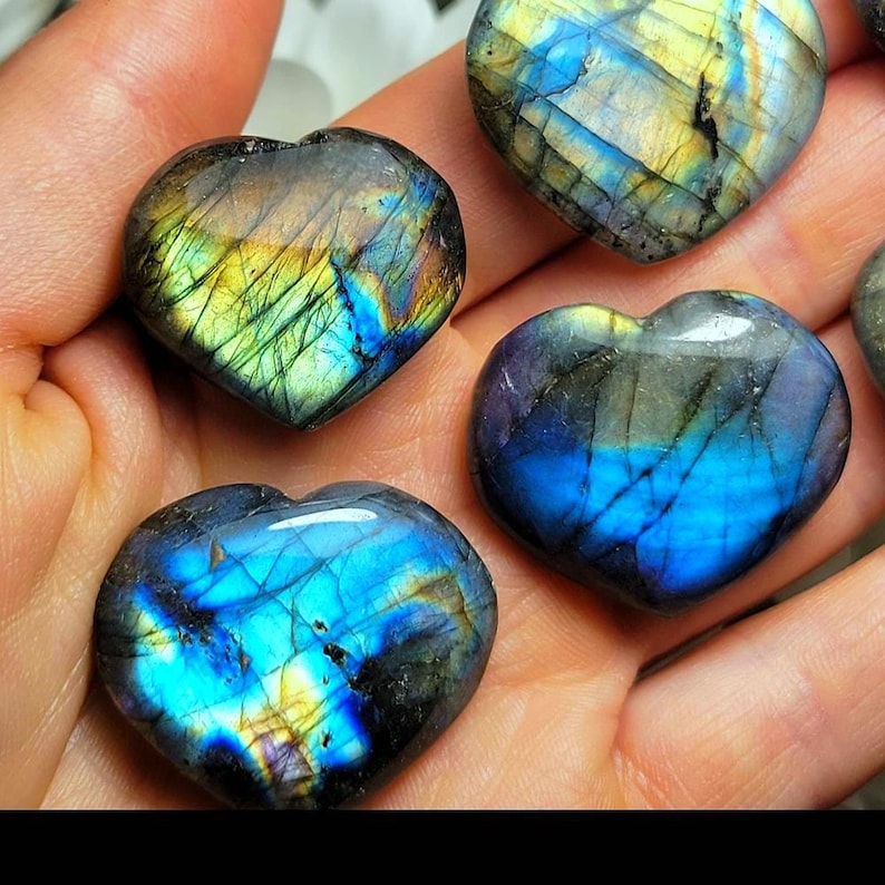 Labradorite Heart Carving: Polished Madagascar Labradorite Crystal image 1
