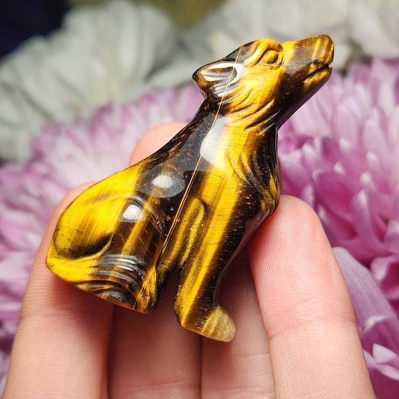 Carved Tigers Eye Wolves Carved Tigers Eye Wolves