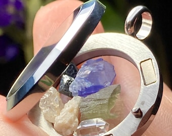 Moldavite Pendant / Phenacite / Tanzanite / Brookite / Herderite / Herkimer Diamond / Moldavite Jewelry / Tanzanite Necklace / Phenakite