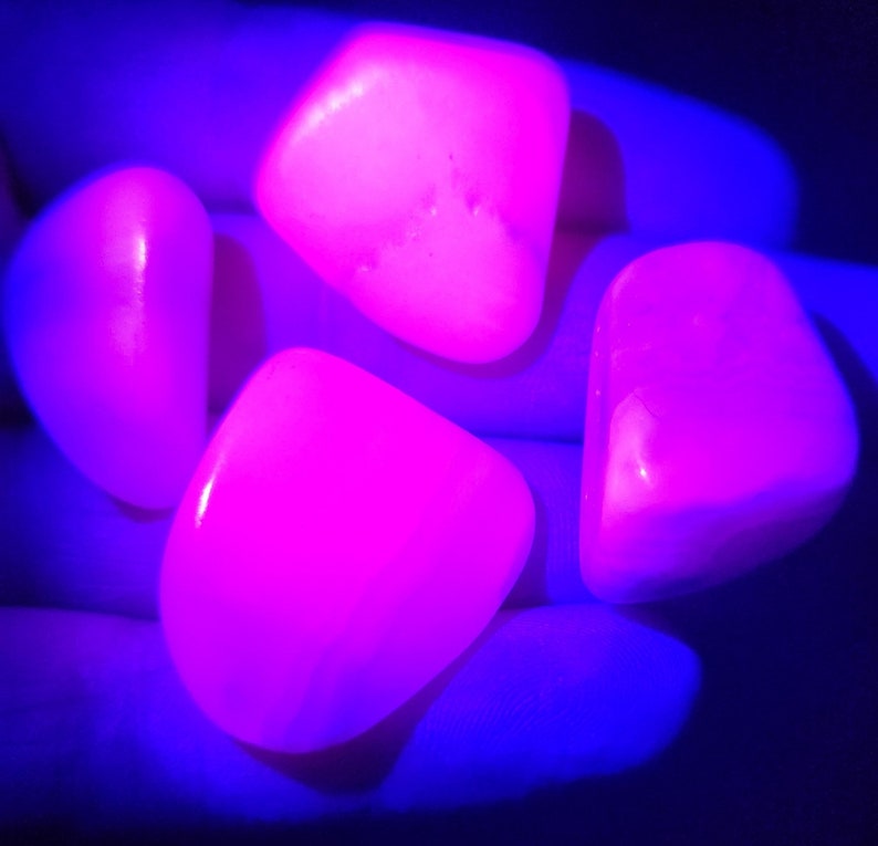 Pink Mangano Calcite Crystal, UV Reactive Specimen, Tumbled Pink Calcite image 2