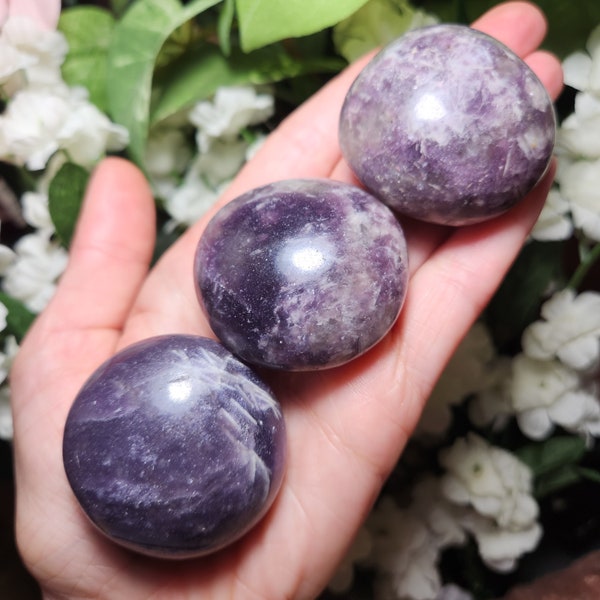 Lepidolite Stone / Lepidolite Crystal / Lepidolite Palm Stone / Lepidolite Tumbled / Natural Lepidolite / Polished Lepidolite / Lepidolite