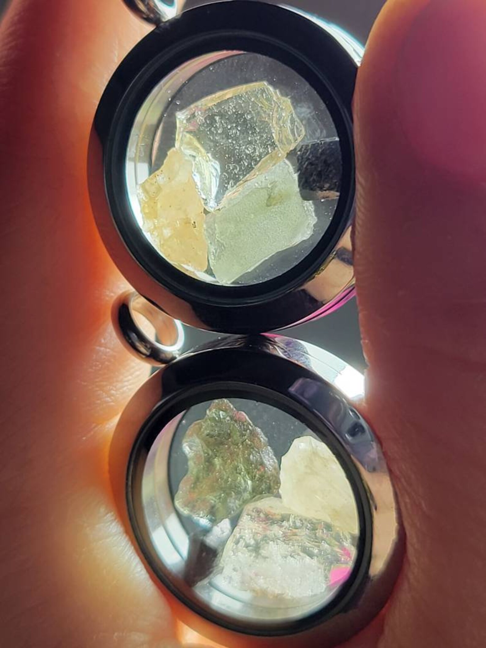Moldavite And Libyan Desert Glass Together