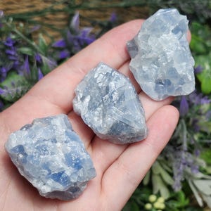 Blue Calcite Crystal - Palm Stone - Polished Blue Calcite - Blue Calcite Stone - Calcite Crystal - Natural Blue Calcite - Calcite Gemstone