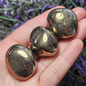 Polished Pyrite Specimen - Fools Gold - Pyrite Stone - Pyrite Tumble - Tumbled Pyrite - Fool&#39;s Gold - Pyrite Cluster - Pyrite Crystal
