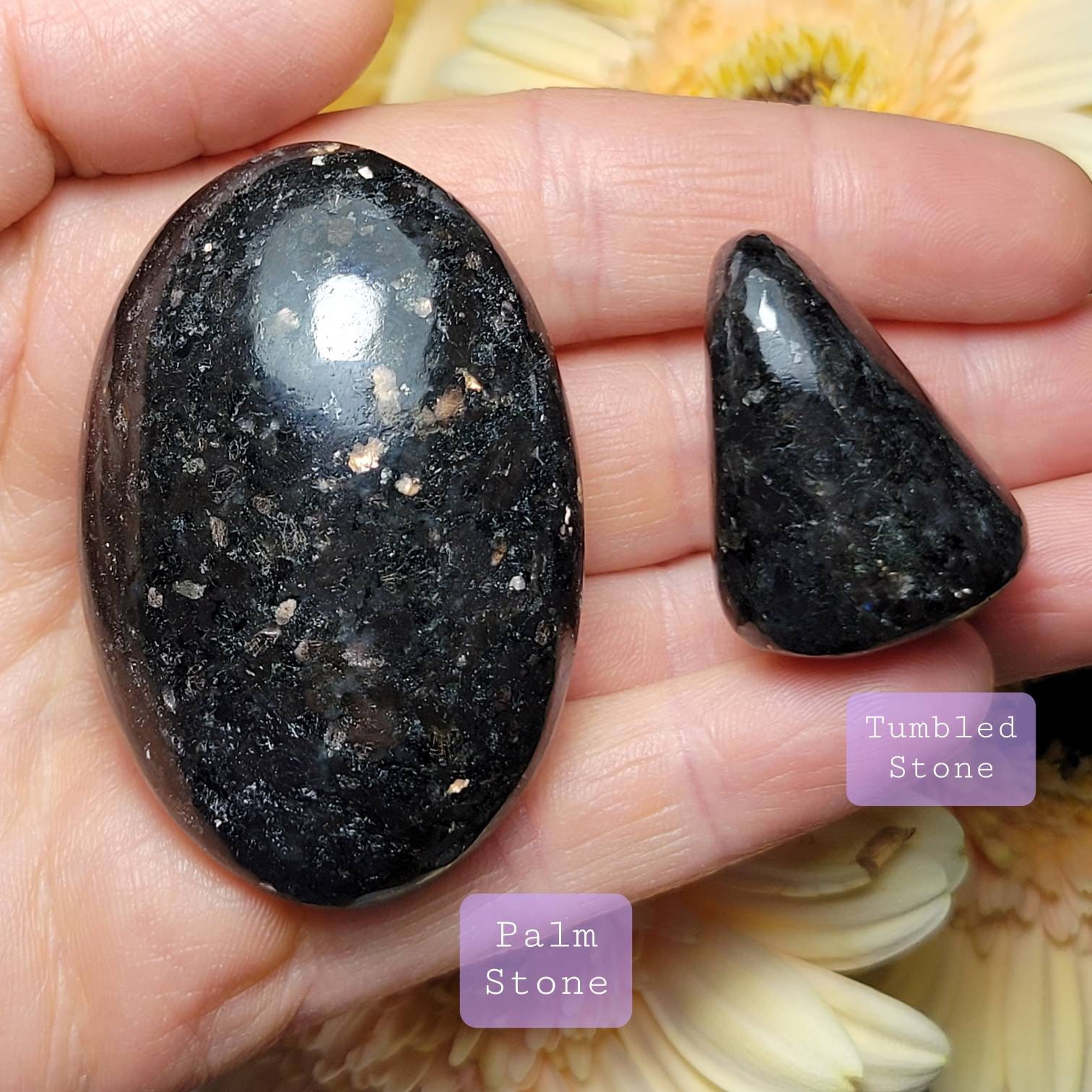 Black gemstone with gold cheap flecks
