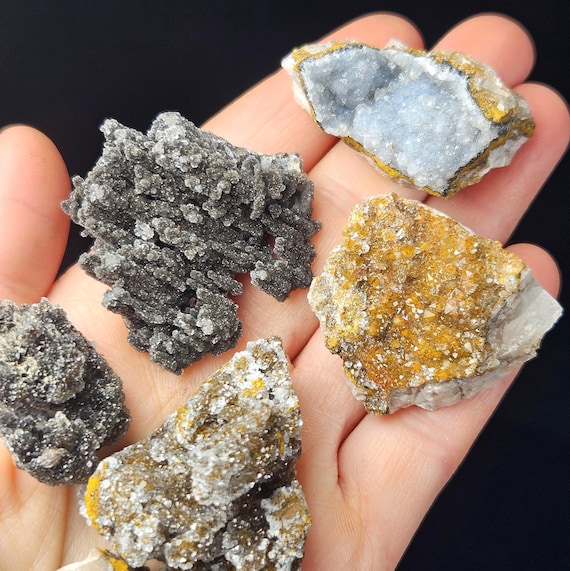 Manganese Druzy Crystal Cluster - Drusy Manganese Oxide - Atlas Mountains Manganese - Manganite - Manganese Oxide Limonite Calcite
