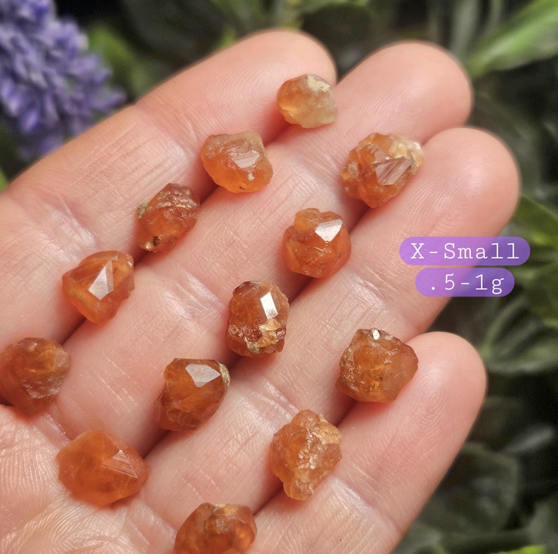 Spessartine Garnet Crystal, Raw Naturally Terminated Orange Garnet Specimen X-Small (.5-1g)