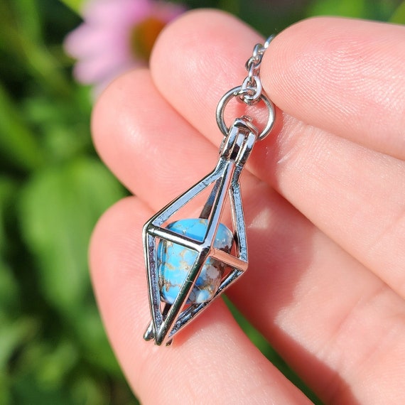 Golden Hills Turquoise Pendant, Rare Kazakhstan Natural Turquoise Crystal Jewelry