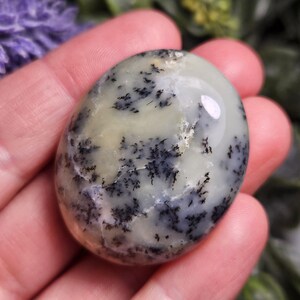 Dendritic Green Opal Palm Stone (1.25"+), Polished Dendritic Opal Crystal image 4