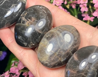 Black Moonstone, Polished Moonstone Palm Stone