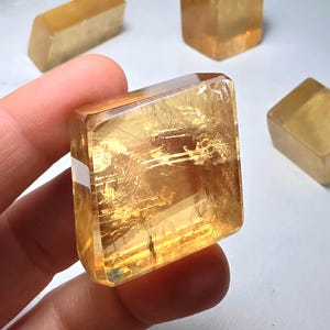 Golden Optical Calcite Crystal - AAA Golden Calcite - Iceland Spar - Optical Crystal - Calcite Crystal - Polished Golden Calcite