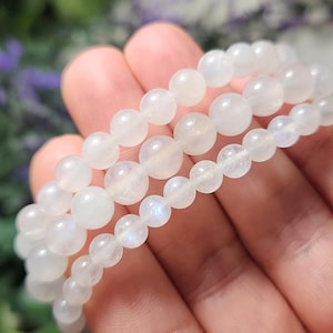 White Moonstone Bracelet: Beaded Gemstone Bracelet