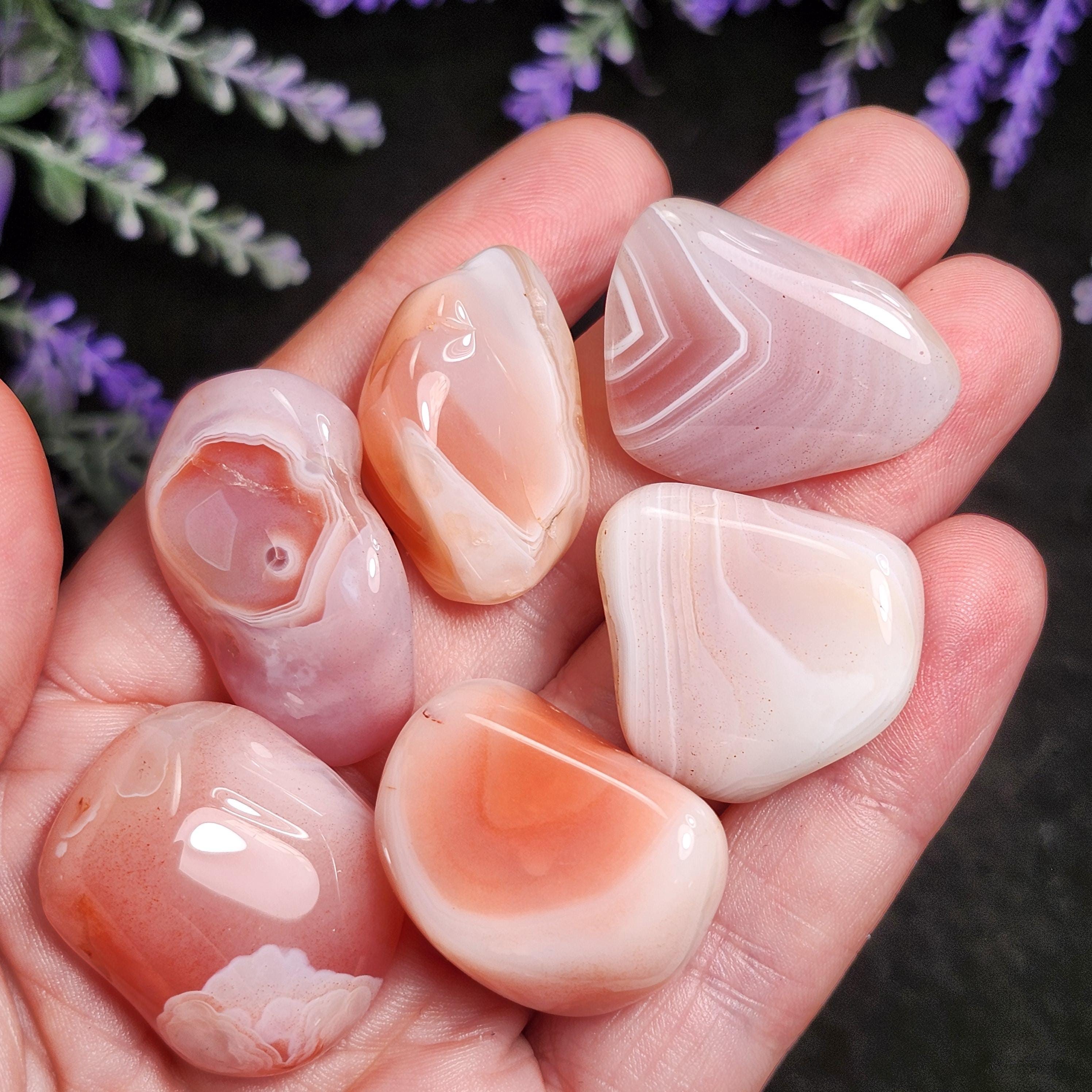 Apricot Agate Crystal, Pink Botswana Agate - Tumbled Agate - Pink