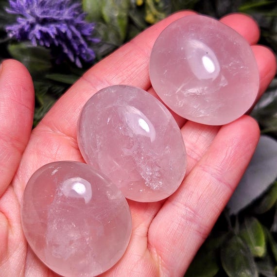 Rose Quartz Crystal Palm Stone, Polished Rose Quartz