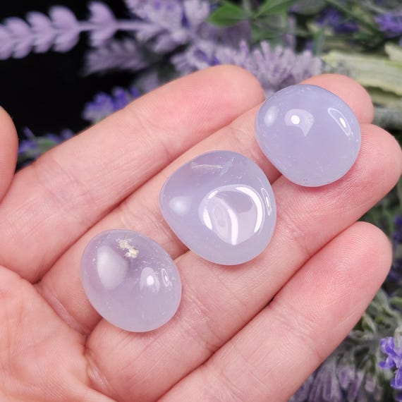 Blue Chalcedony Crystal - Namibian Blue Chalcedony Stones - Tumbled Stone