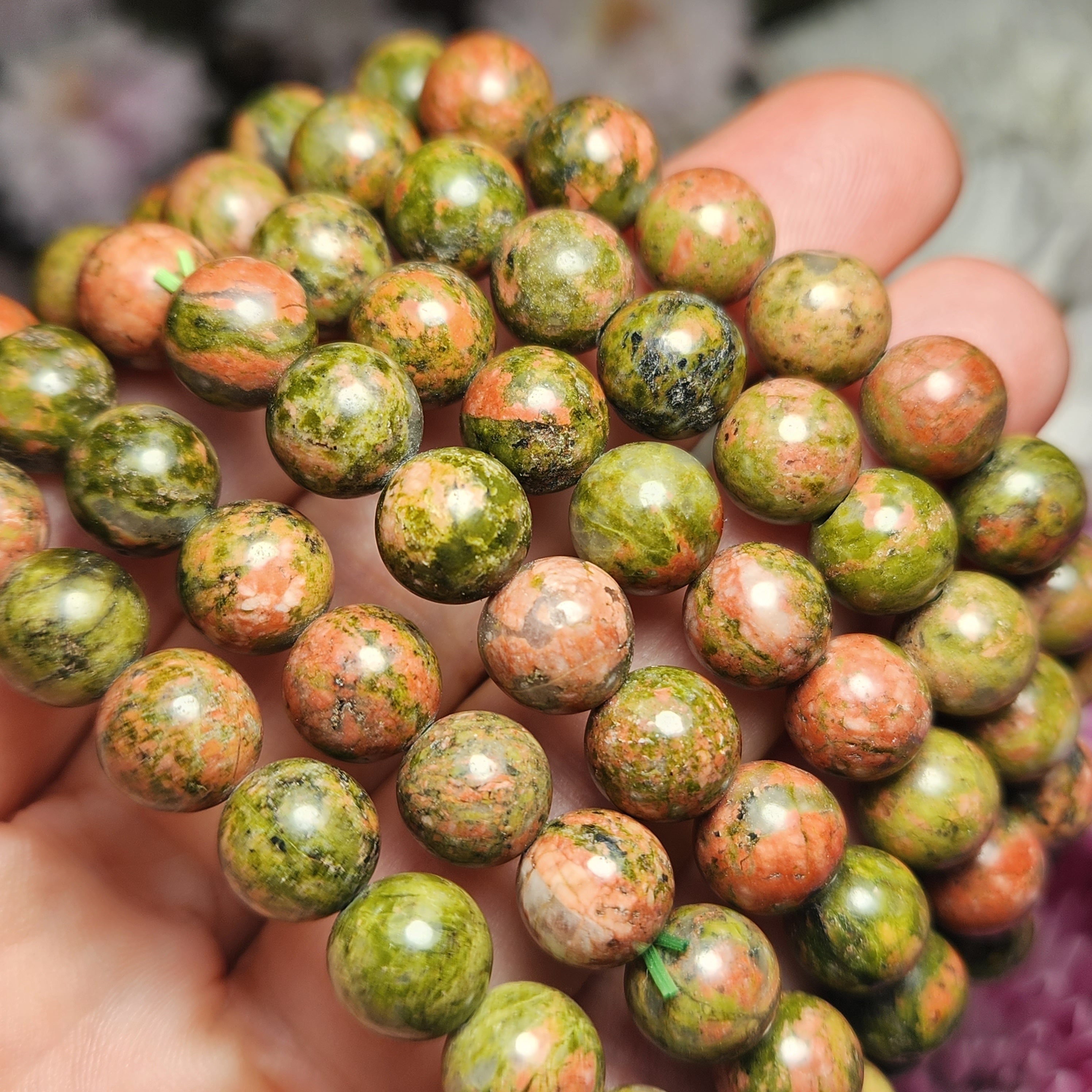 Unakite Bracelet - Unakite Crystal - Crystal Bracelet - Polished Unakite Stone - Gemstone Bracelet - Beaded Bracelet - Unakite Jewelry