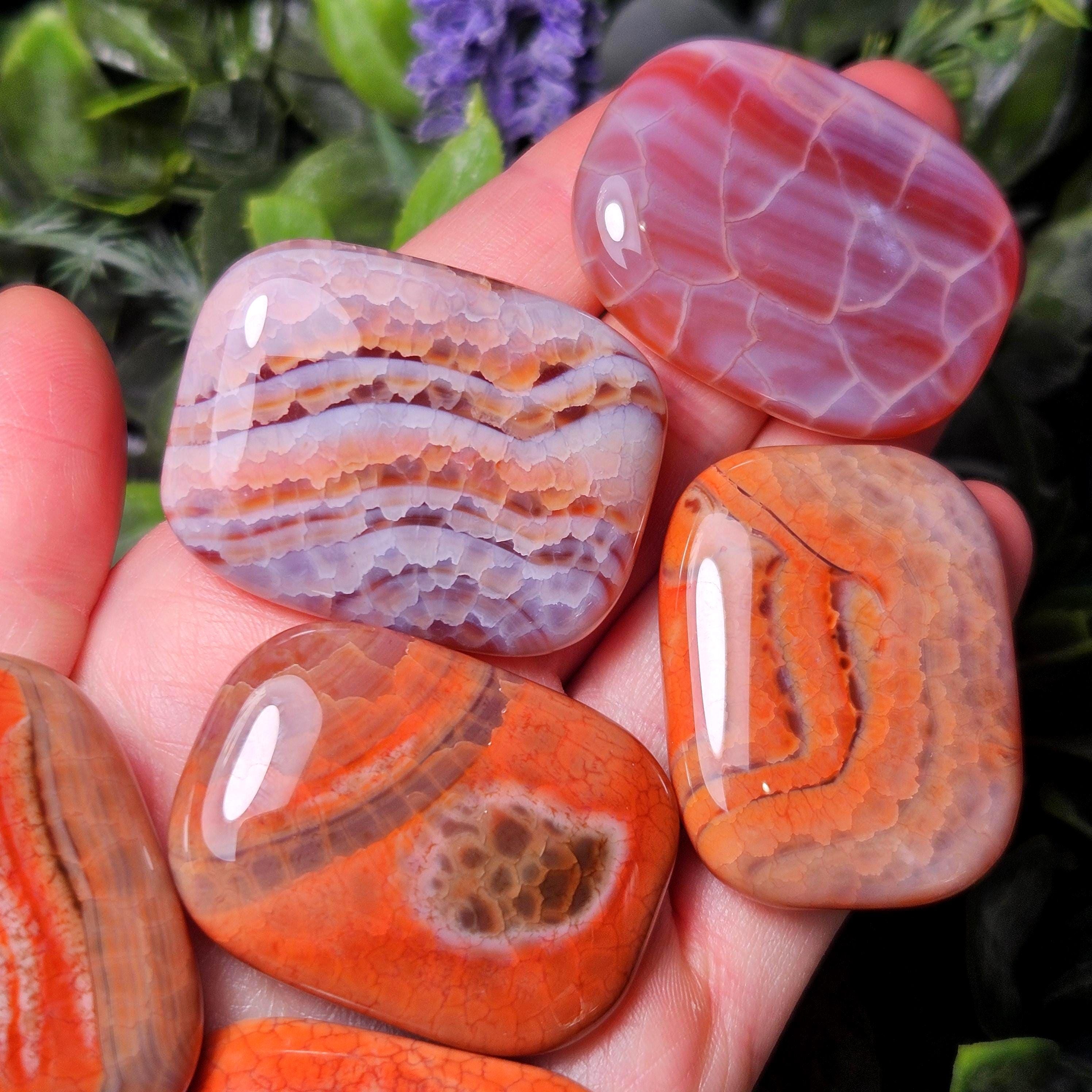 Snakeskin Carnelian Crystal: Polished Red Agate Palm Stone - Etsy