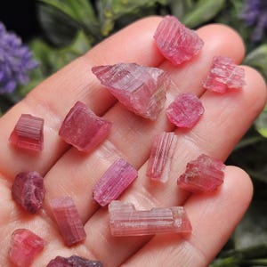 Natural Pink Tourmaline Crystal with Striations, Raw Raspberry Pink Tourmaline Specimen from Brazil image 7