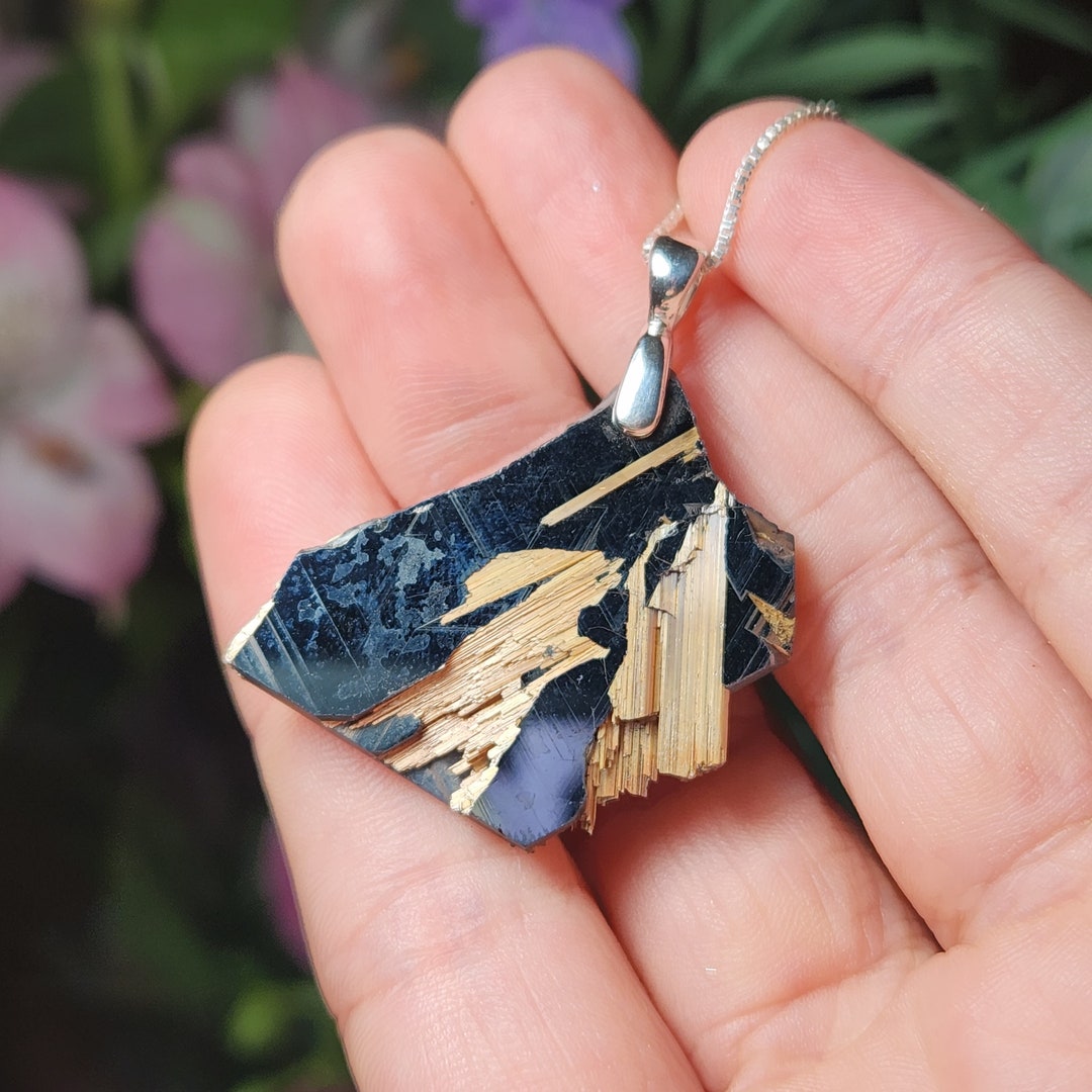 Hematite Rutile Pendant / Hematite Necklace / Hematite Jewelry Etsy