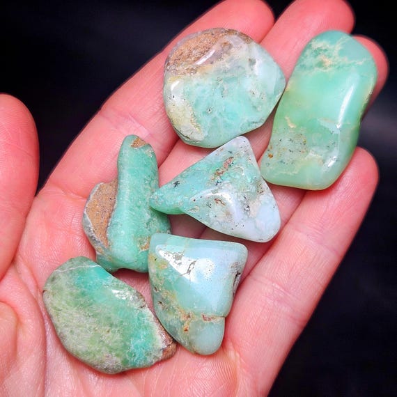 Chrysoprase Tumbled Stone - Grade A - Multiple Sizes Available - Chrysoprase Gemstone from Brazil - Tumbled Green Chrysoprase Crystal