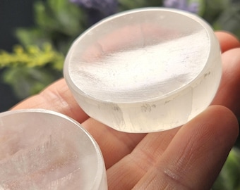 Selenite Bowl: Miniature Crystal Worry Stone