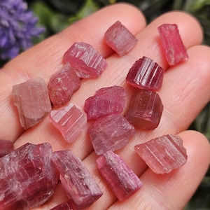 Natural Pink Tourmaline Crystal with Striations, Raw Raspberry Pink Tourmaline Specimen from Brazil image 2