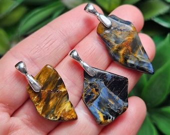Pietersite Sterling Silver Pendant: Rare Authentic Pietersite from Namibia