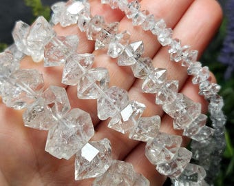 Herkimer Diamond Beads: 1, 10 or 25 Bulk Raw Quartz Crystal Bead Specimens for Jewelry Making