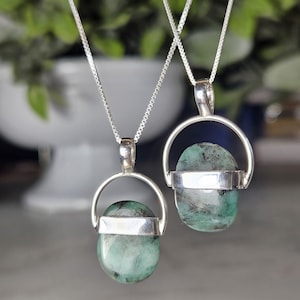 Brazilian Emerald Pendant: Green Emerald Sterling Silver Necklace