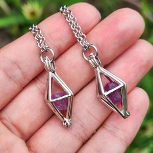 Raw Ruby Crystal Pendant, Natural Ruby Jewelry image 9