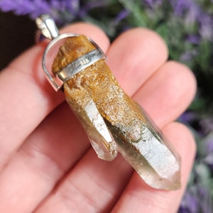 Green Amphibole Phantom Quartz Pendant - Manifestation Quartz - Green Amphibole - Amphibole Quartz - Green Phantom Quartz - Phantom Quartz