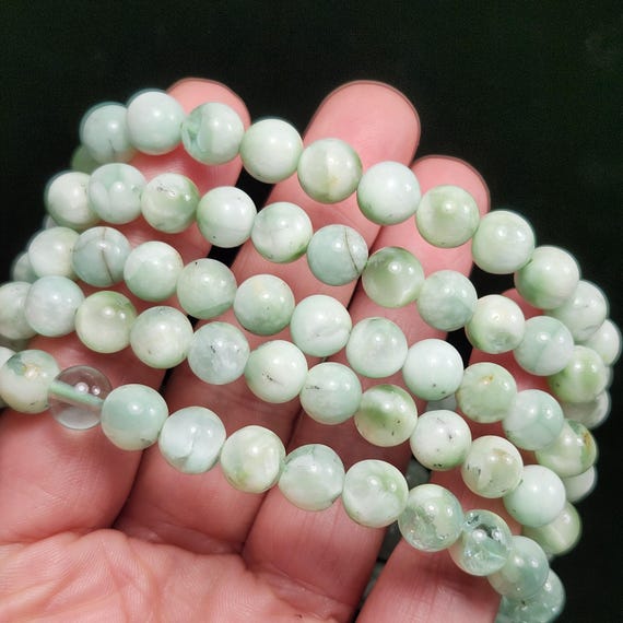 Green Larimar Bracelet - Beaded Crystal Bracelet - Larimar Jewelry - Larimar Beads
