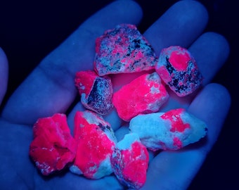 UV Reactive Ruby Crystal Specimen: Rough Ruby Stone in Matrix