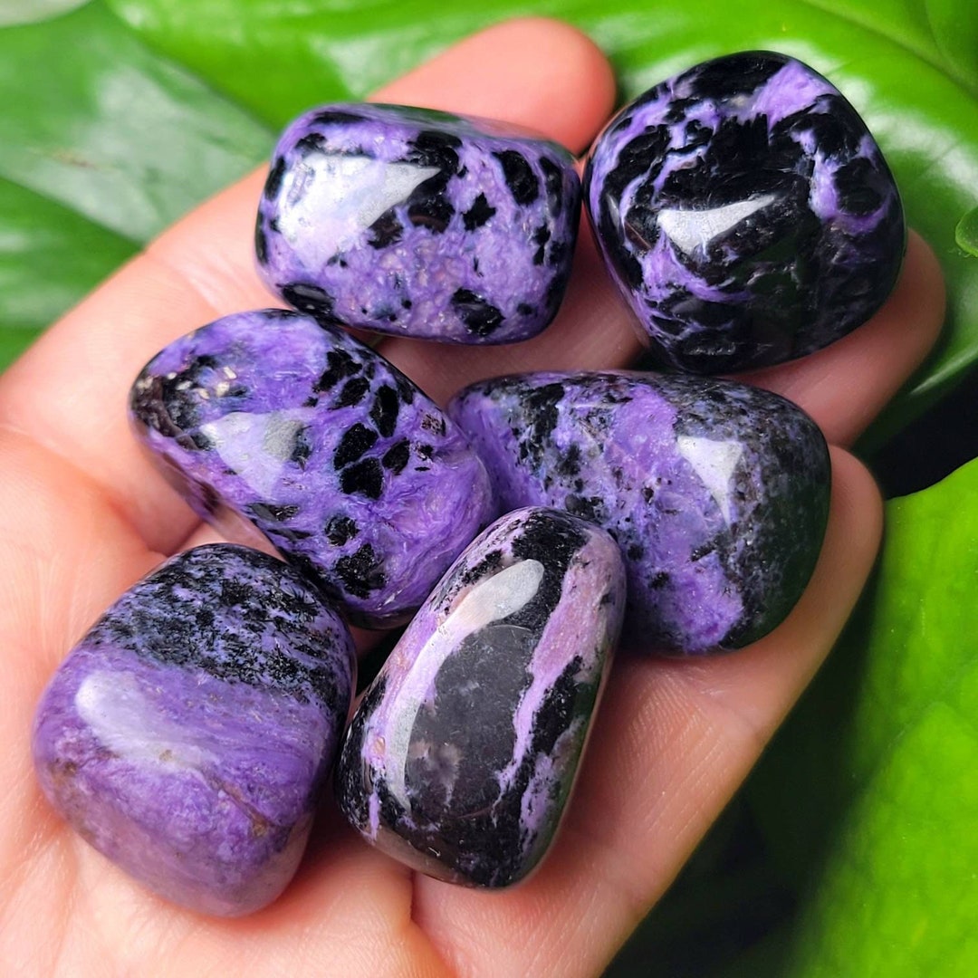 Polished Charoite Crystal – Purple & Black Tumbled Stone - Etsy