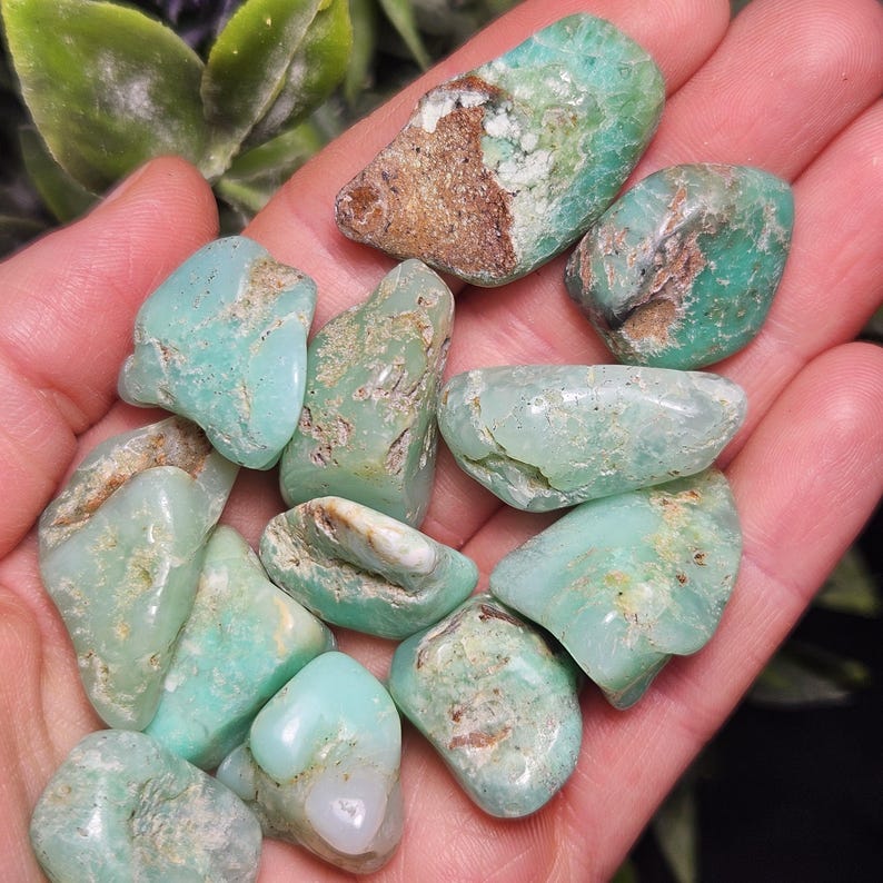 Chrysoprase Tumbled Stone - Grade A - Multiple Sizes Available - Chrysoprase Gemstone from Brazil - Tumbled Green Chrysoprase Crystal image 12