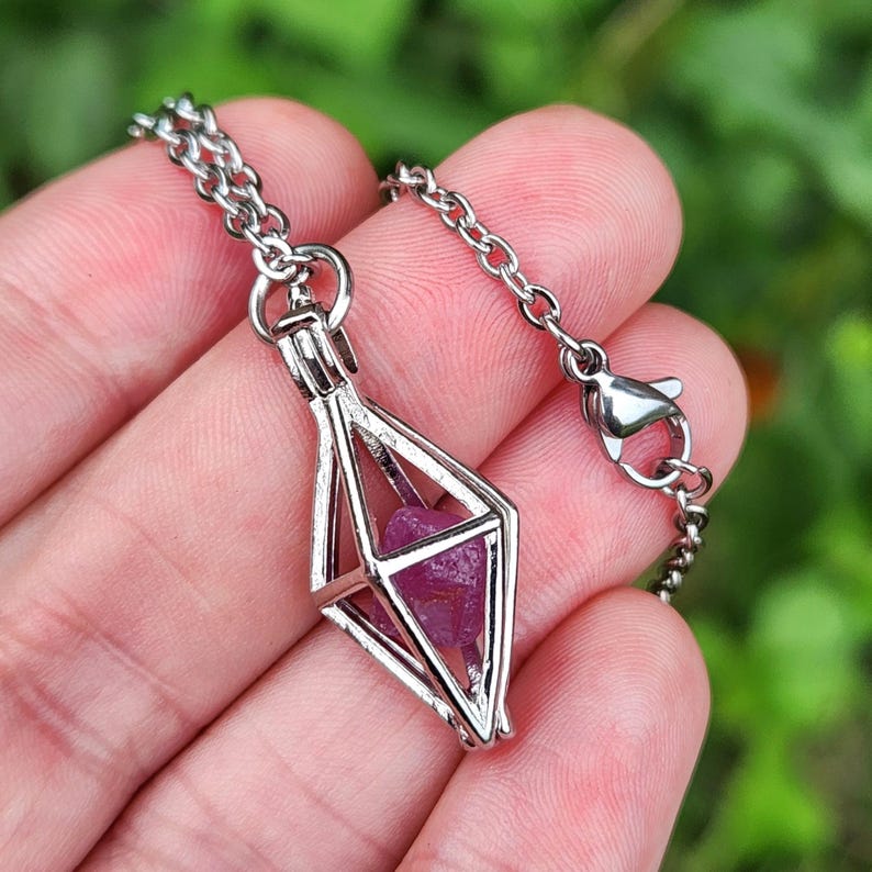 Raw Ruby Crystal Pendant, Natural Ruby Jewelry image 5