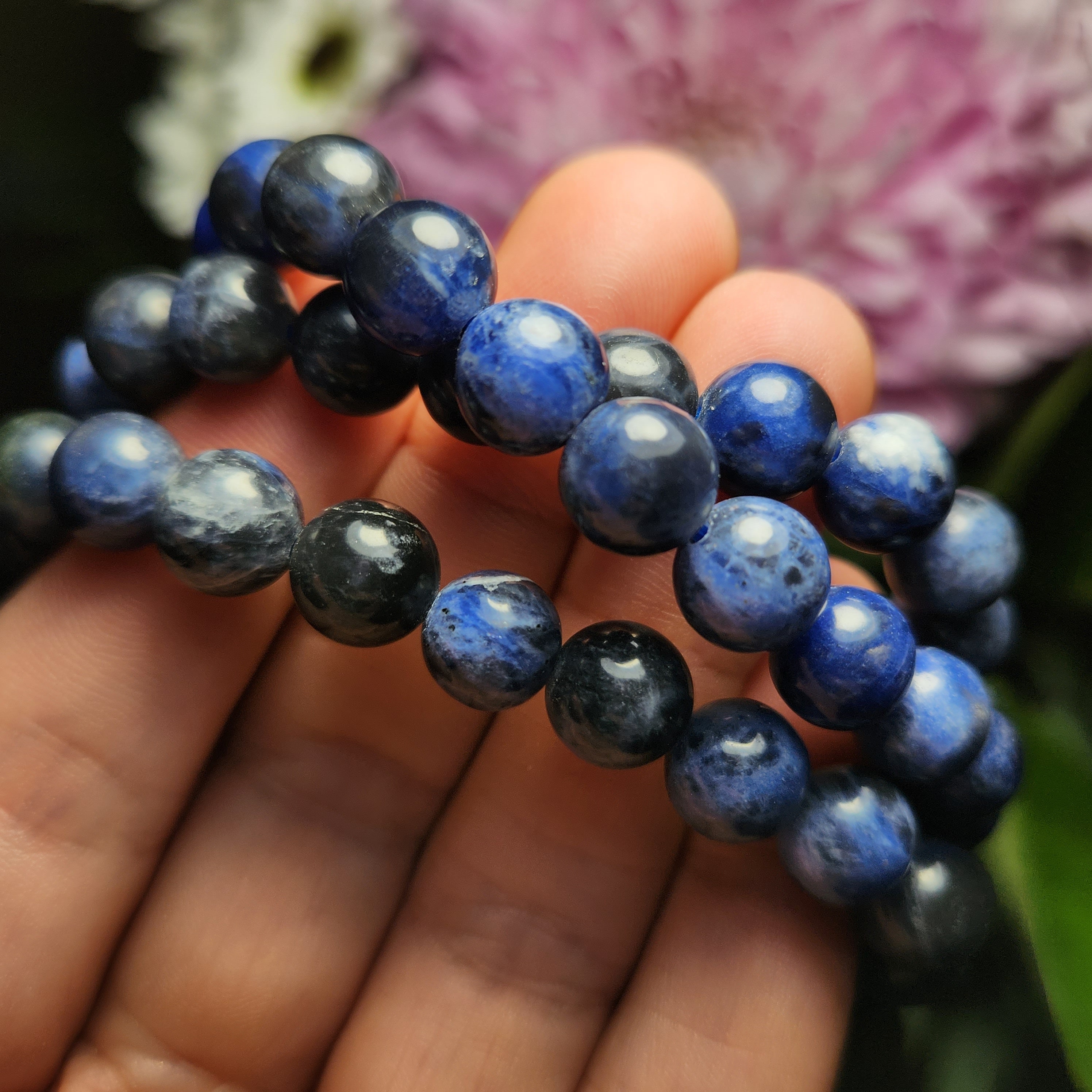 Blue Gemstone Sodalite Bracelet Hand Bracelet Crystal Beads Bracelet, Size:  Free Size at Rs 200/piece in Khambhat