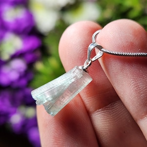Blue-Pink Tourmaline Sterling Silver Pendant: Handcrafted Gemstone Jewelry
