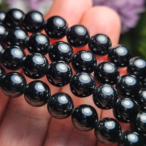 Black Tourmaline Bracelet - Crystal Bracelet - Black Tourmaline Crystal - Tourmaline Jewelry - Polished Black Tourmaline - Gemstone Bracelet