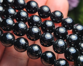 Black Tourmaline Bracelet (6mm beads), Polished Bead Bracelet