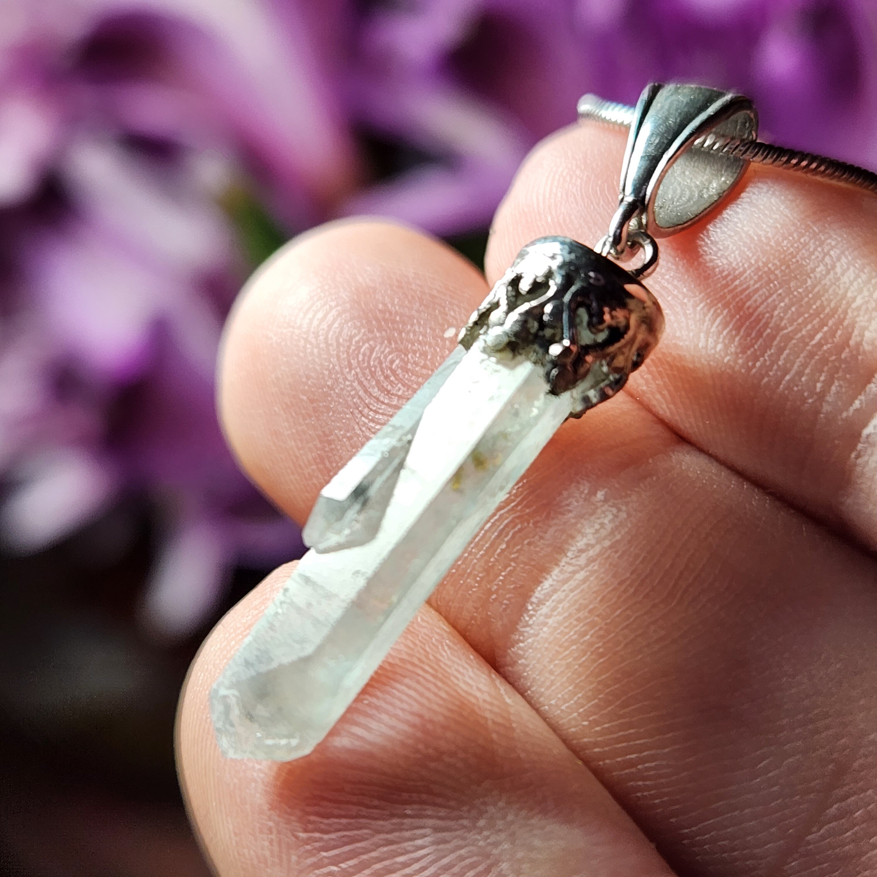 Ajoite Pendant MANIFESTATION Crystal Ajoite Jewelry Ajoite Necklace Ajoite in Quartz Raw Ajoite Stone Ajoite Crystal Ajoite