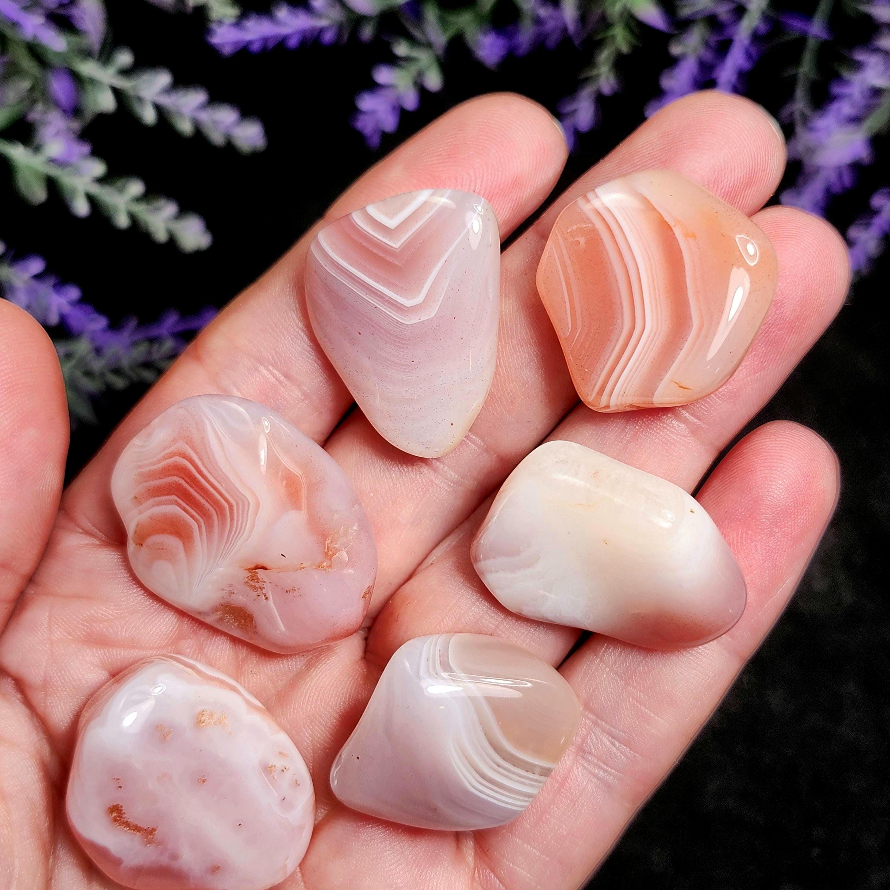 Apricot Agate Crystal, Pink Botswana Agate - Tumbled Agate - Pink