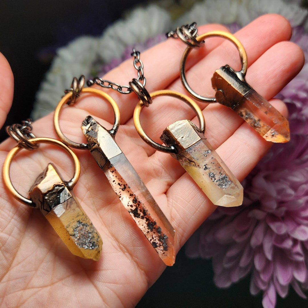 Tangerine Quartz Pendant / Tangerine Quartz Crystal / Quartz Jewelry