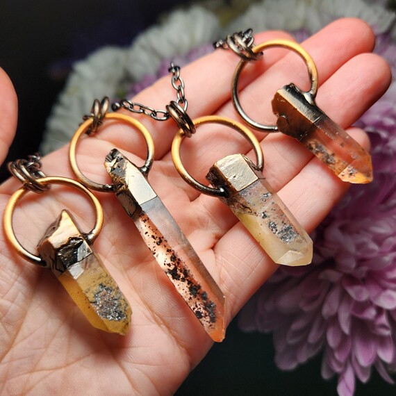 Tangerine Quartz Pendant Tangerine Quartz Crystal Quartz